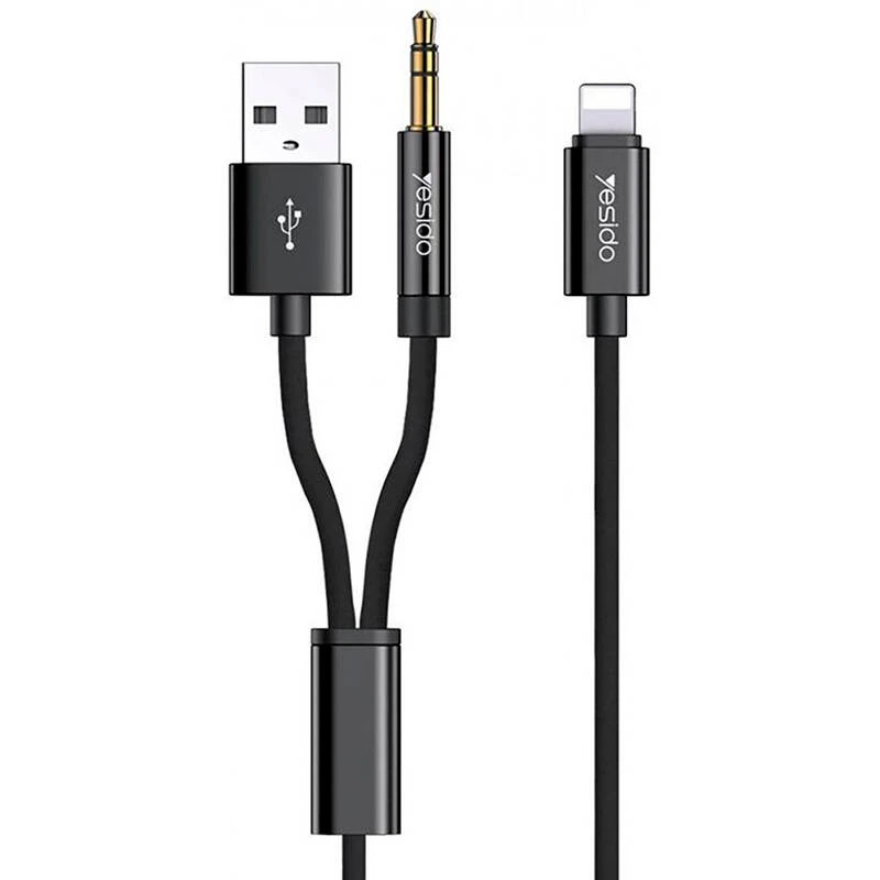کابل تبدیل USB/جک 3.5 میلی متری به لایتنینگ یسیدو مدل YAU18 طول 1.2 متر