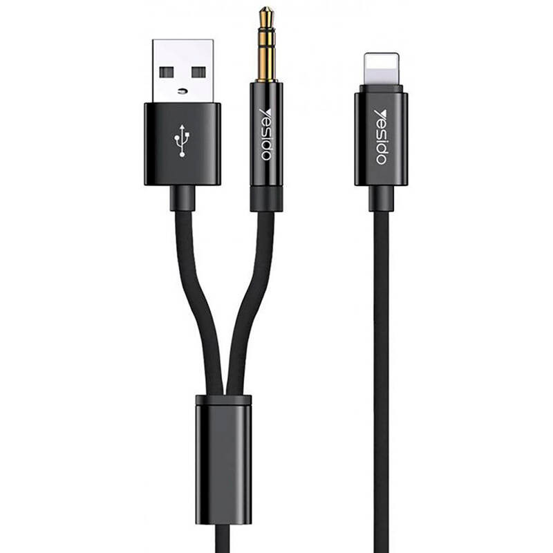 کابل تبدیل USB/جک 3.5 میلی متری به لایتنینگ یسیدو مدل YAU18 طول 1.2 متر