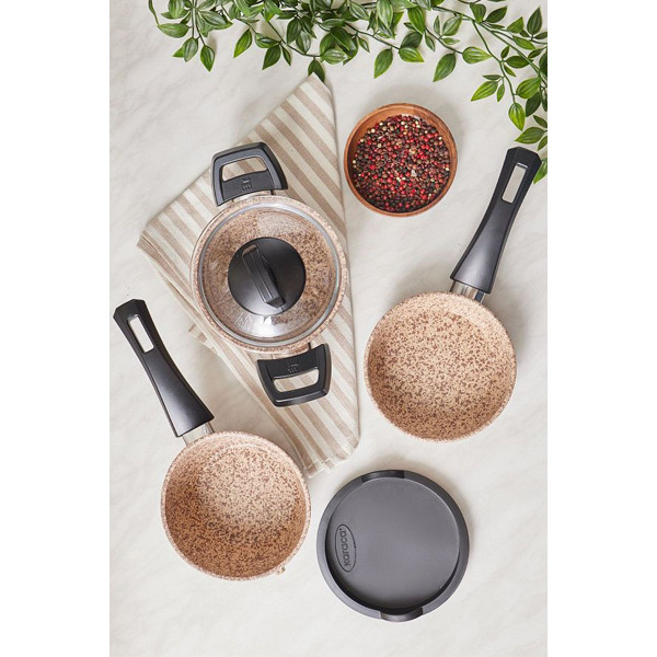 سرویس پخت و پز 5 پارچه کاراجا مدل Bio Granit Wood Stone Mini کد 153.03.08.3538