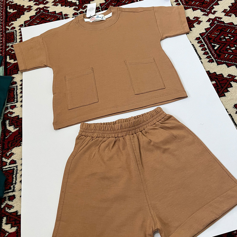 ست تی شرت و شلوارک بچگانه مدل دوجیب
