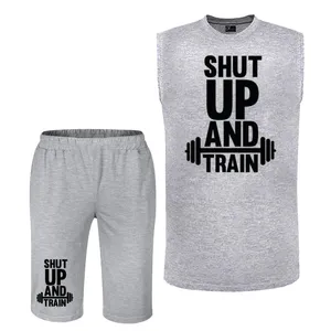 ست تاپ و شلوارک مردانه مدل باشگاه کد B36 رنگ طوسی