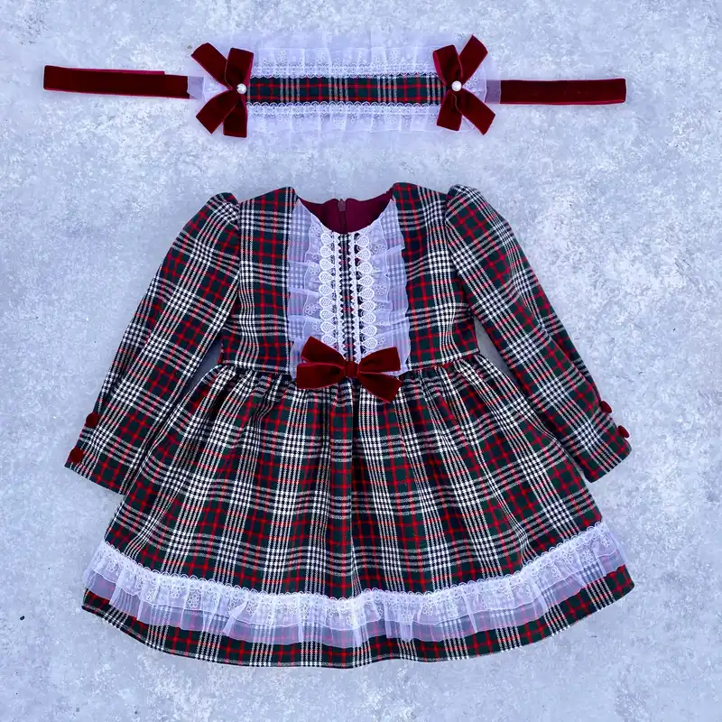 ست پیراهن و هدبند دخترانه ژاکید مدل یلدای ناربن