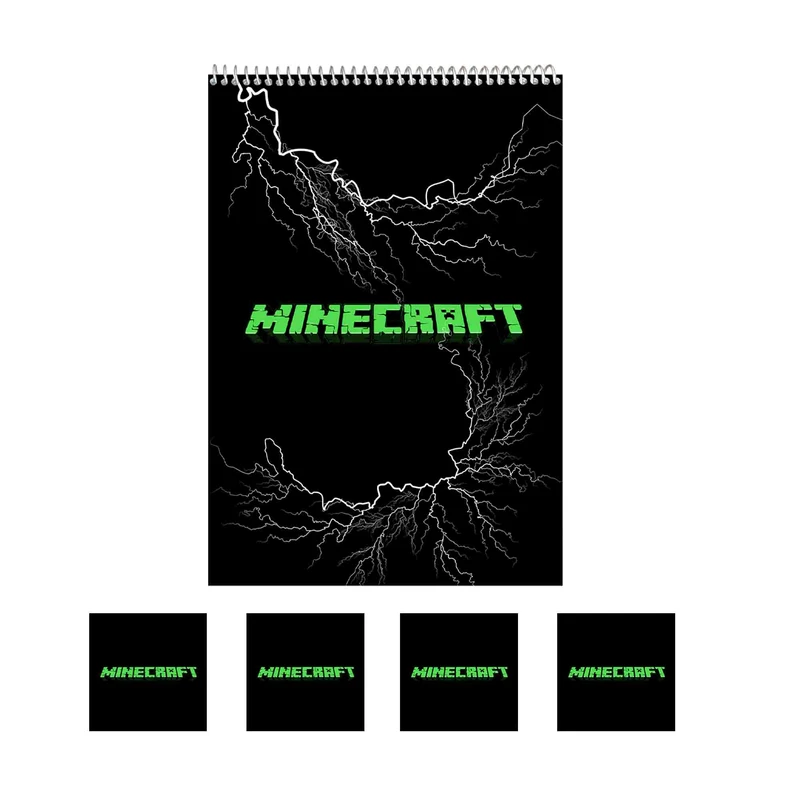 دفتر نقاشی 50 برگ مدل بازی ماینکرافت کد B4 به همراه برچسب مجموعه 5 عددی