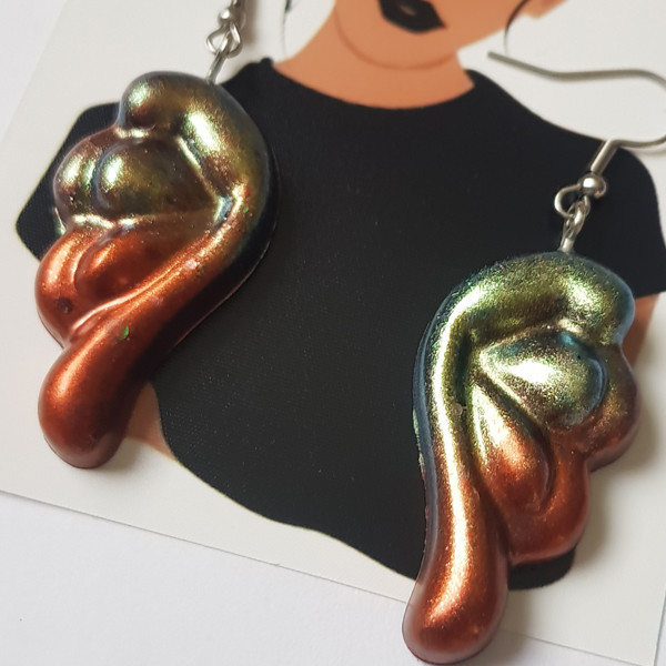 گوشواره دخترانه مدل رزینی طرح بال فرشته