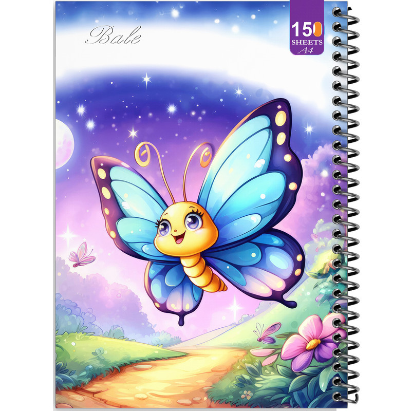 دفتر نقاشی 150 برگ انتشارات بله مدل رحلی طرح فانتزی پروانه زیبا کد A4-P358
