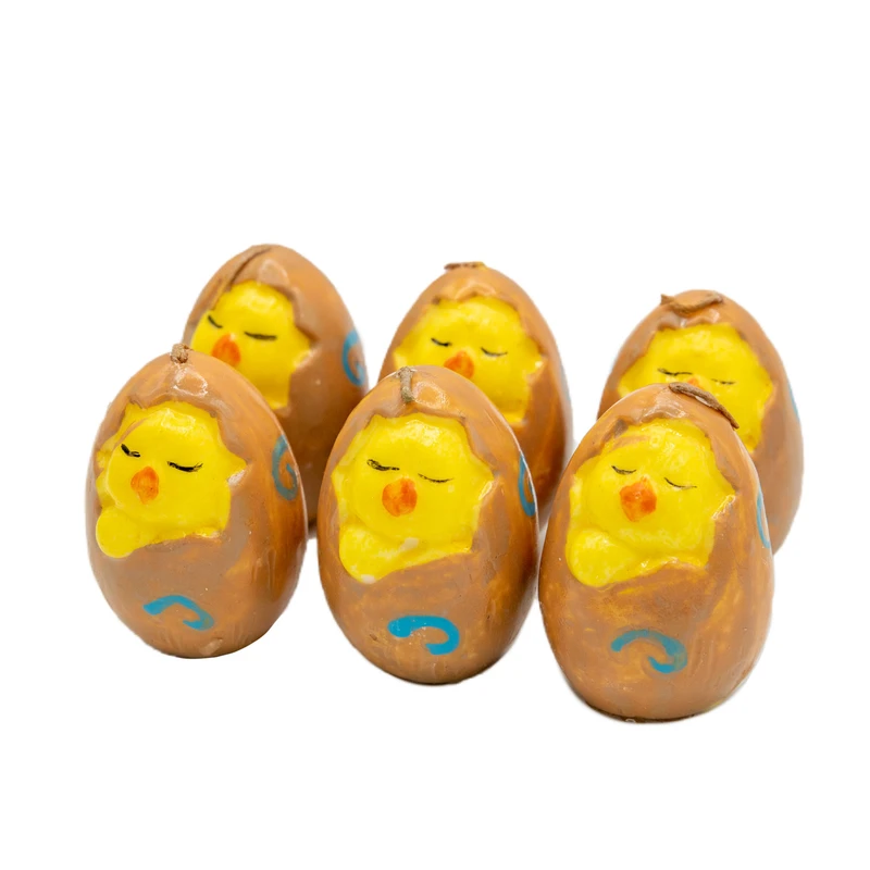 شمع دست ساز مدل تخم مرغی کد 02 مجموعه 6 عددی