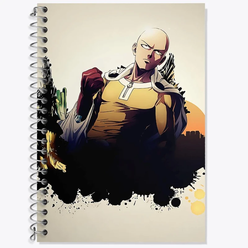 دفتر زبان 50 برگ خندالو مدل سه خط طرح سایتاما انیمه مرد تک مشتی One Punch Man کد 11340