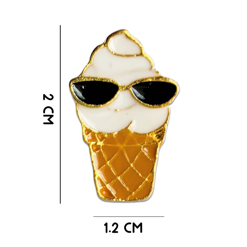 گل سینه دخترانه مدل پین فلزی طرح بستنی عینکی