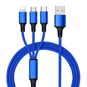 کابل تبدیل USB به micro USB / لایتنینگ / USB-C مدل best 3in1 طول 1.2 متر