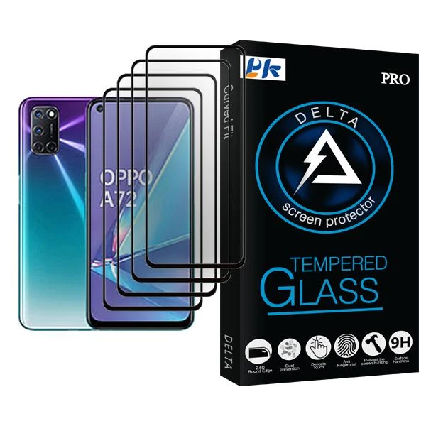 محافظ صفحه نمایش پی کی مدل Delta Glass MIX004 مناسب برای گوشی موبایل اوپو A72 بسته چهار عددی
