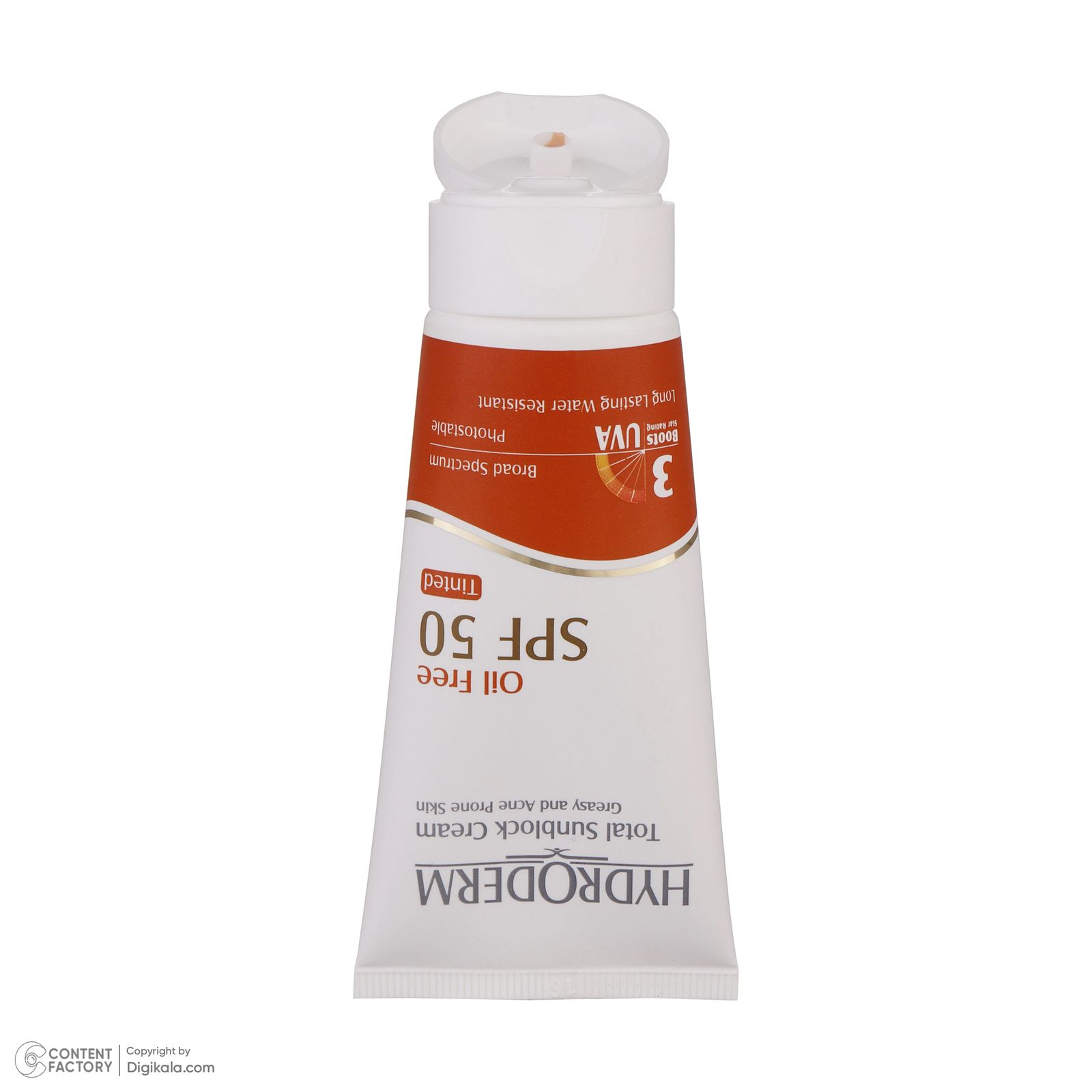 کرم ضد آفتاب رنگی هیدرودرم مدل Medium Beige SPF50 محافظ UVA ،UVB، ضد آب، مناسب پوست‌های چرب و آکنه‌ای حجم 50 میلی‌لیتر -  - 6