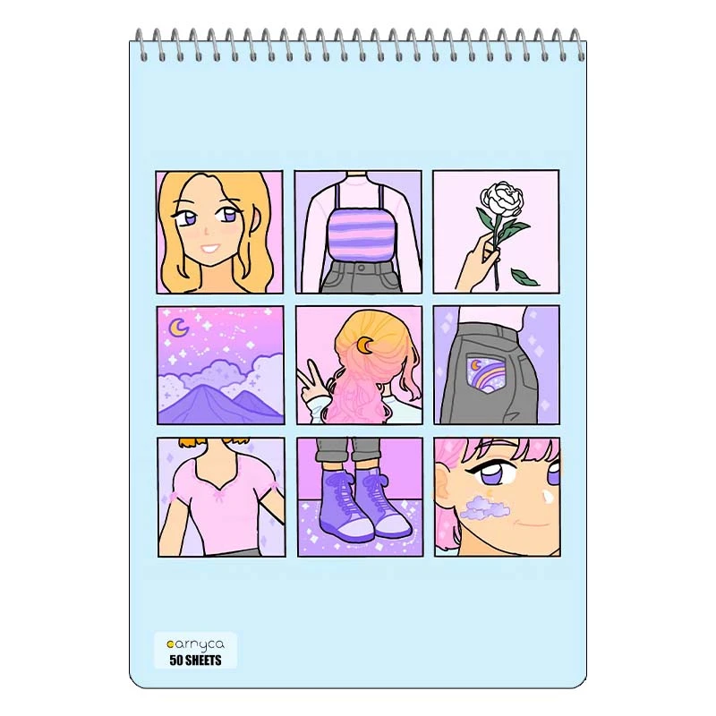 دفتر نقاشی 50 برگ سیمی کارنیکا طرح دخترانه کیوت Girly Cute کد 56990