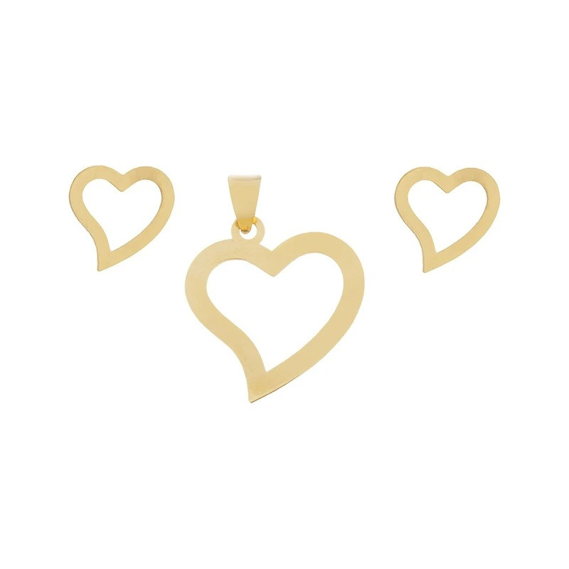 نیم ست طلا کم اجرت 18 عیار زنانه وی وی گلد گالری مدل قلب 456123