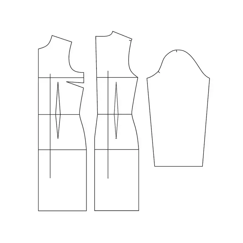 الگو بالا تنه و آستین مدل مانتو پنس دار متد تجاری سایز 46