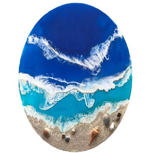 تابلو نقاشی رزین طرح دریا کد AB01