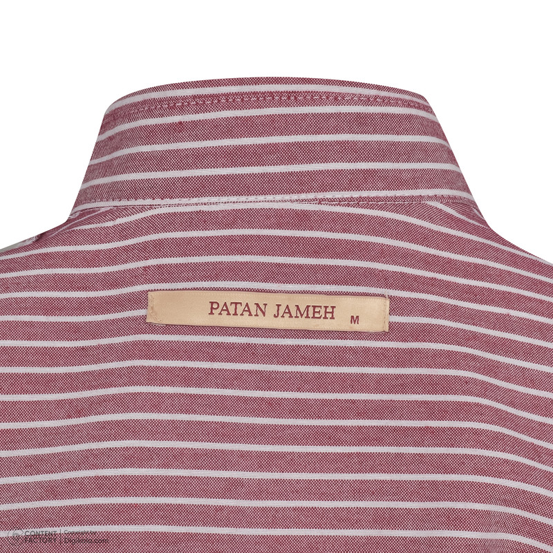 تونیک آستین سه ربع زنانه پاتن جامه مدل 113731030126690 راه راه رنگ زرشکی