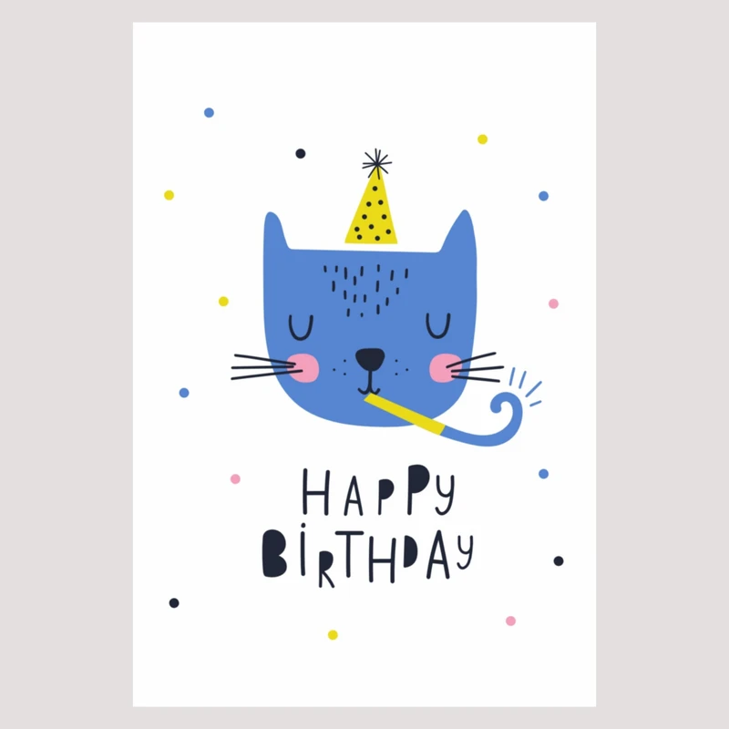 کارت پستال مدل happy birthday گربه کد 20