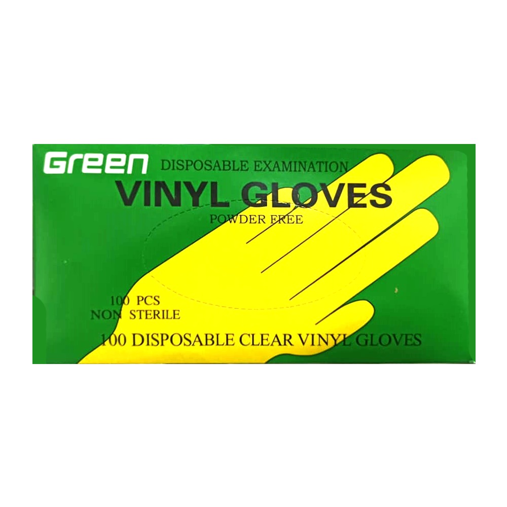 دستکش یکبار مصرف گرین مدل ونیل بسته 100 عددی