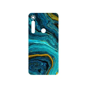 MAHOOT Turquoise marblewith golden streaks Cover Sticker for Motorola One Macro