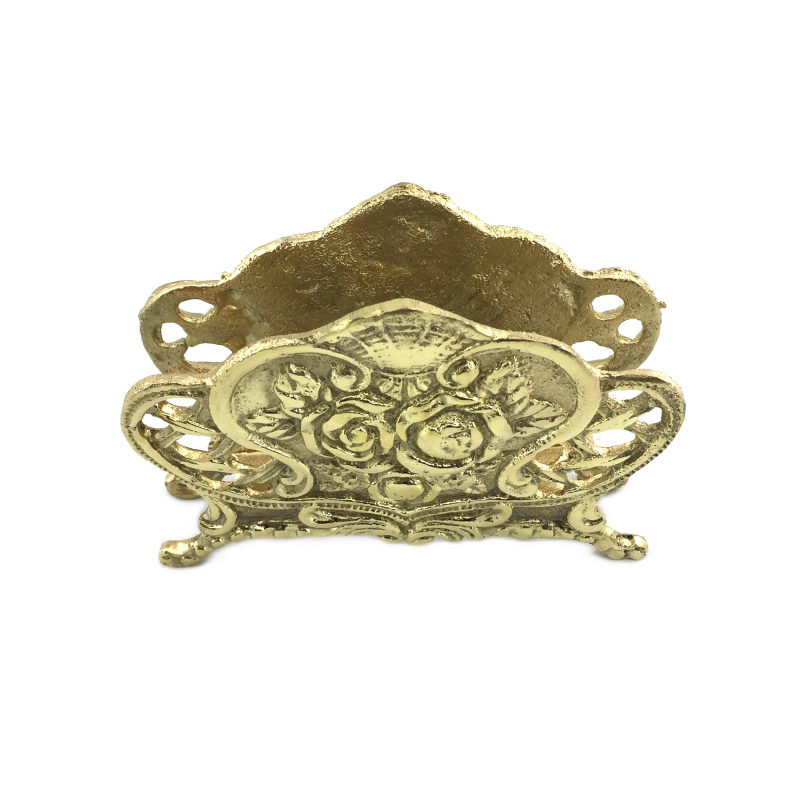 جا دستمال کاغذی برنجی مدل گل رز کد S_4081