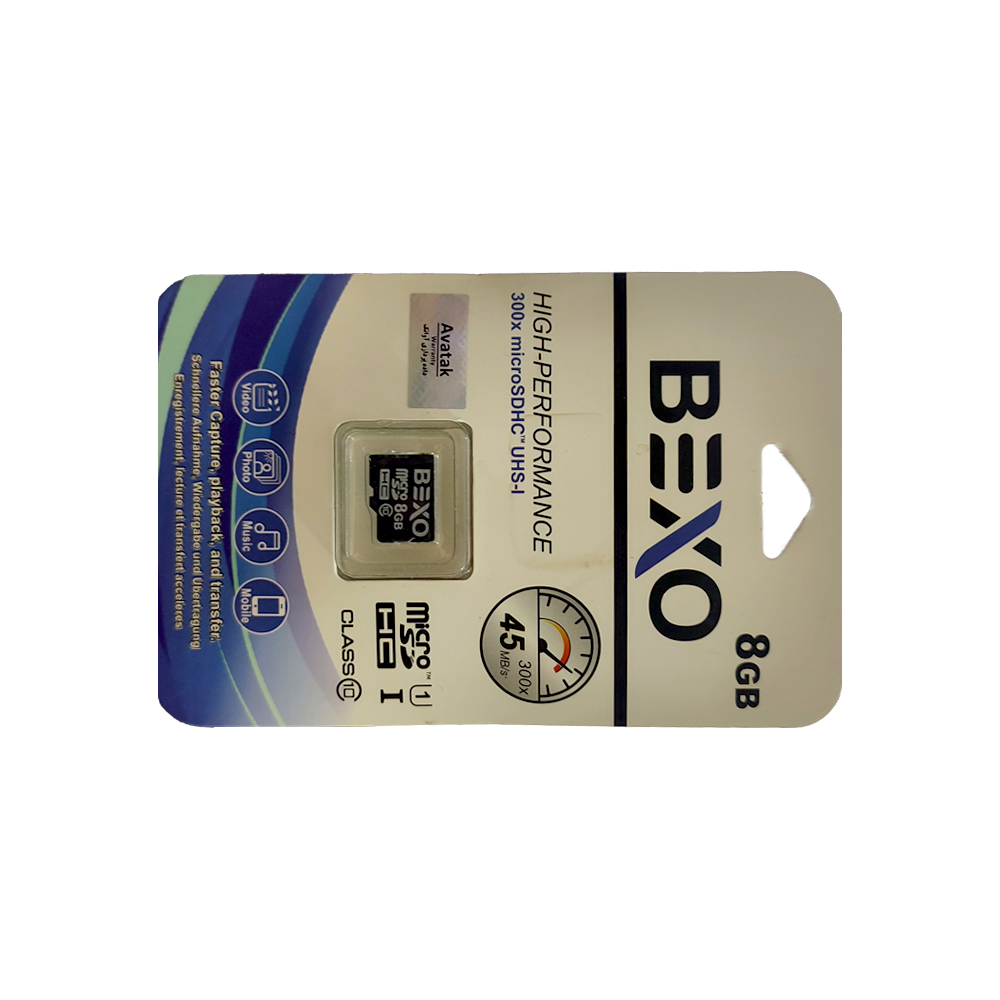 کارت حافظه microSDHC بکسو مدل 300X کلاس 10 استاندارد UHS-I U1 سرعت 45MBps ظرفیت 8 گیگابایت