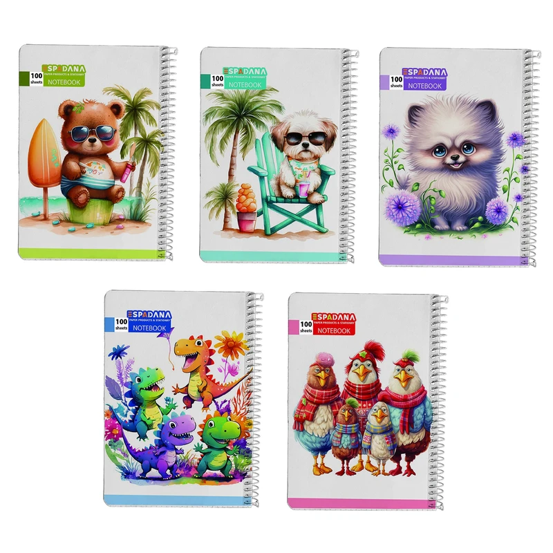 دفتر مشق 100 برگ اسپادانا مدل بینگو کد 10323578 مجموعه 5 عددی