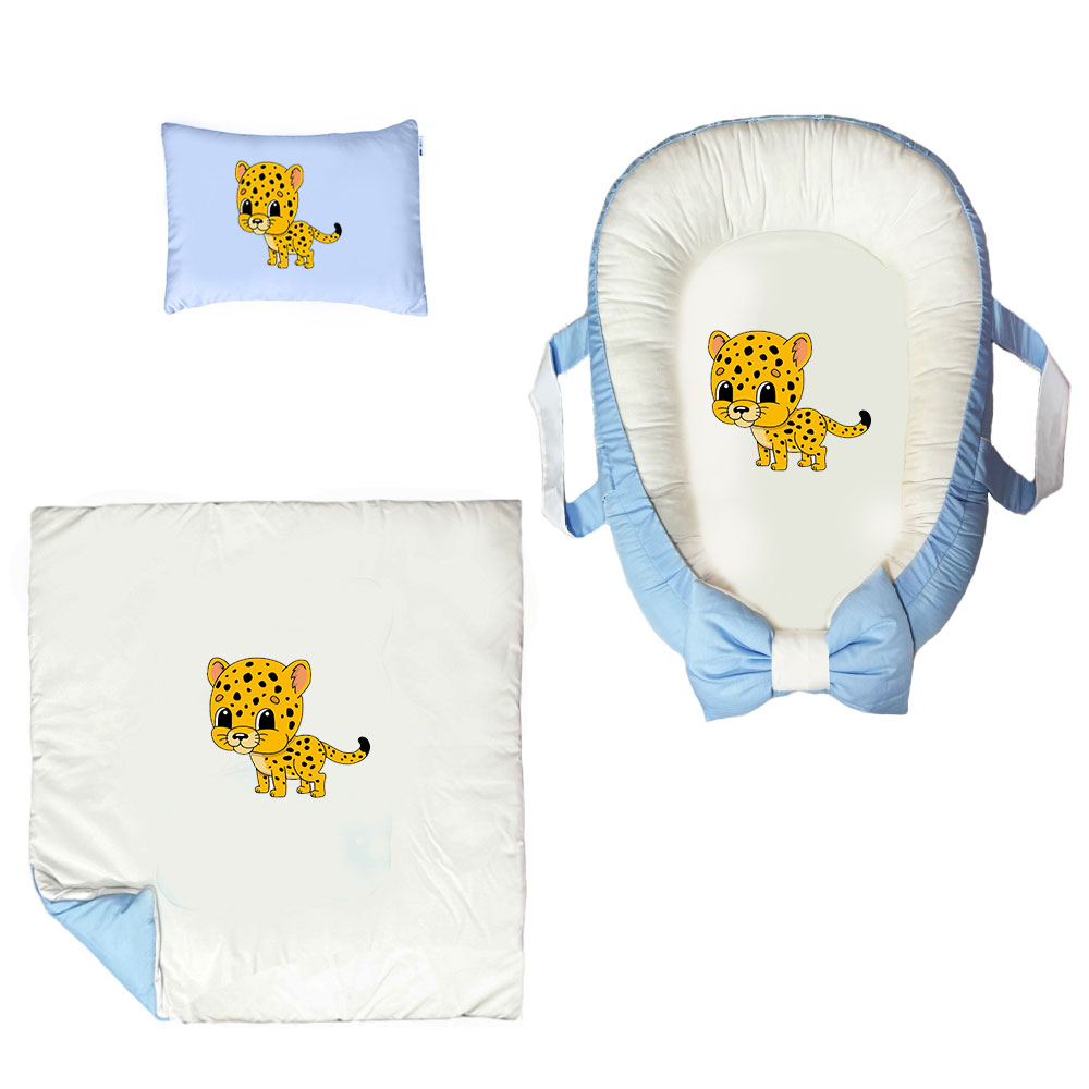 سرویس خواب سه تکه نوزاد ناریکو مدل گارد محافظ دار طرح  بچه پلنگ کد 0382
