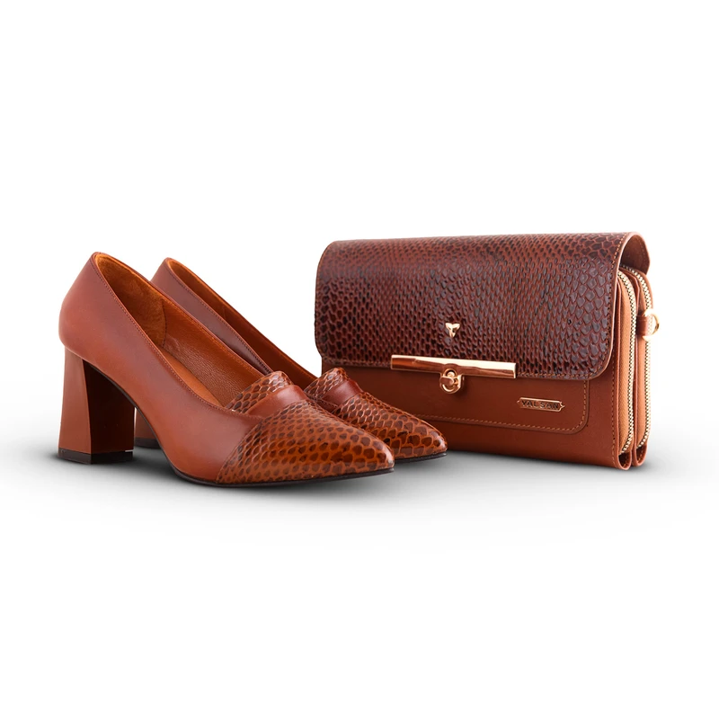 عکس شماره 12 : ست کیف و کفش زنانه چرم یلسان مدل لیندا کد tara-mrv-912-zrk