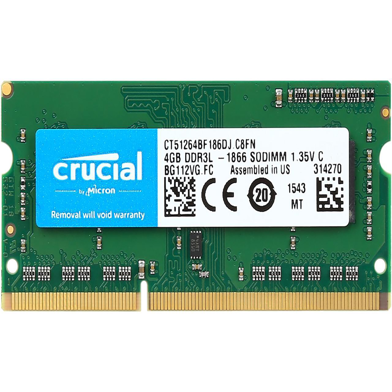 رم لپ تاپ DDR3L تک کاناله 1866 مگاهرتز کروشیال مدل CT51264BF186DJ ظرفیت 4 گیگابایت