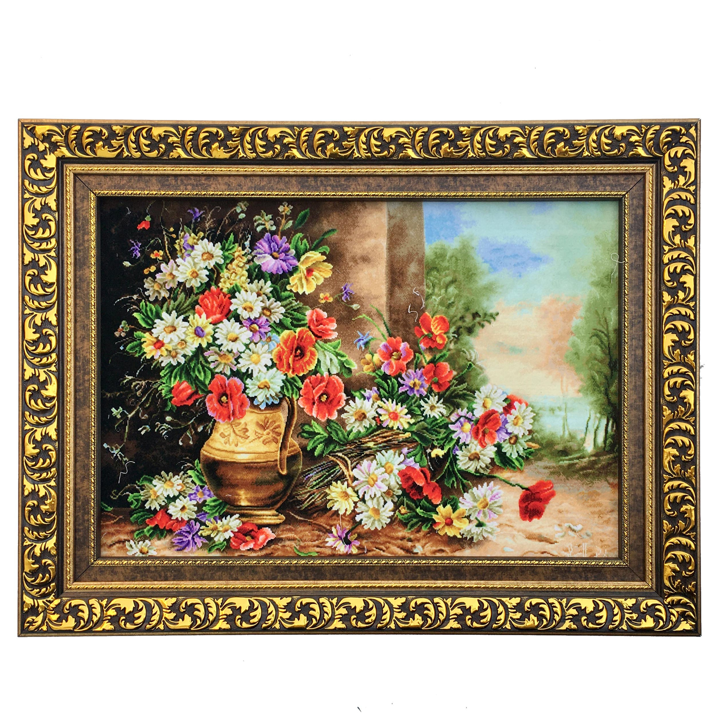 تابلو فرش ماشینی مدل گل کد 131