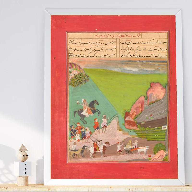 تابلو طرح نگارگری شاهانه مدل G01434 فریم سفید
