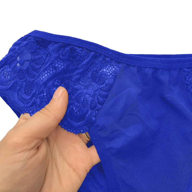 ست شورت و سوتین زنانه مدل دانتل گوشوارهای هارنس رنگ آبی کاربنی