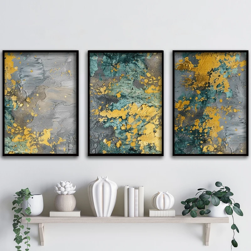 تابلو آتریسا طرح آبستره مدل ATA126 مجموعه 3 عددی 