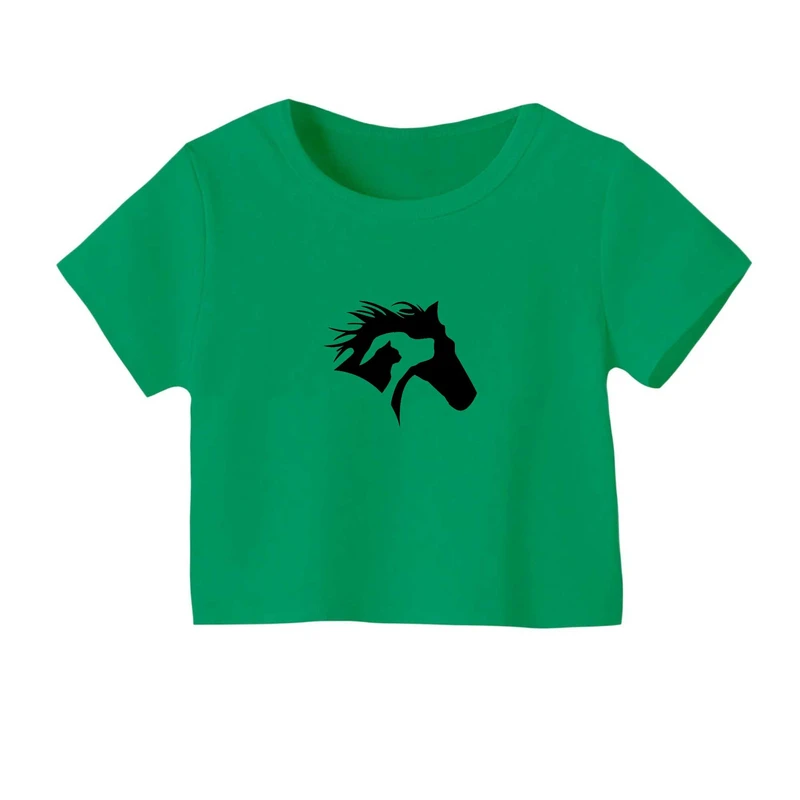 کراپ‌ تی‌شرت آستین کوتاه زنانه مدل حیوانات