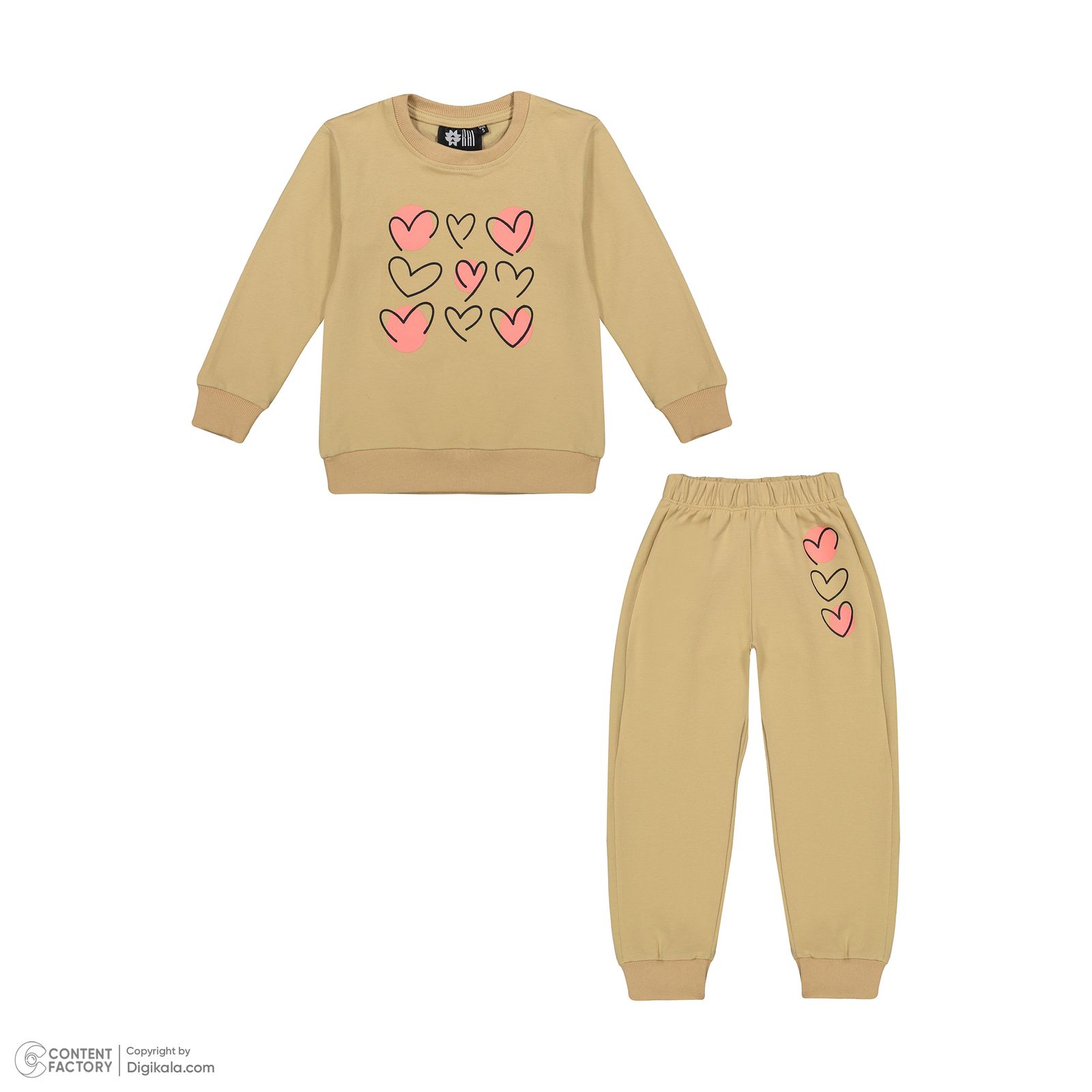 ست سویشرت و شلوار دخترانه مادر مدل موچی-75 رنگ نسکافه ای -  - 2