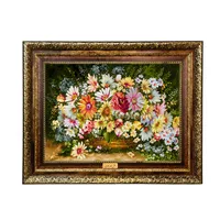 تابلو فرش ماشینی نقش نگار رضوی طرح گل کد 2276KH