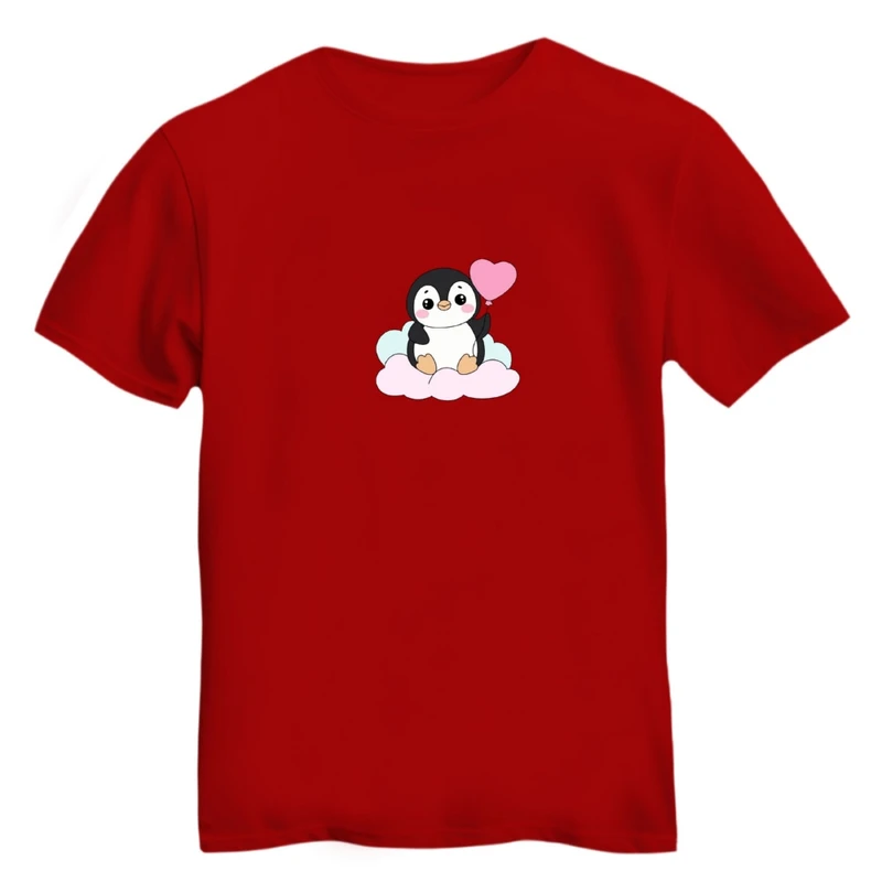 تی شرت آستین کوتاه زنانه مدل پنگوئن بادکنک کد 01