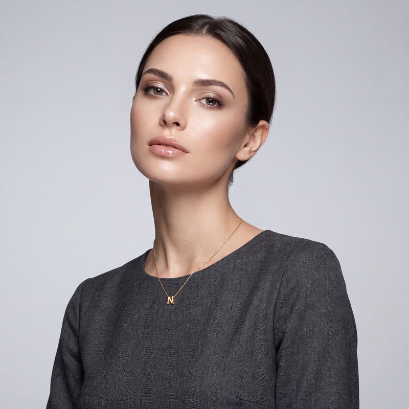 آویز گردنبند طلا 18 عیار زنانه گالری طلای مهرسین طرح حرف N
