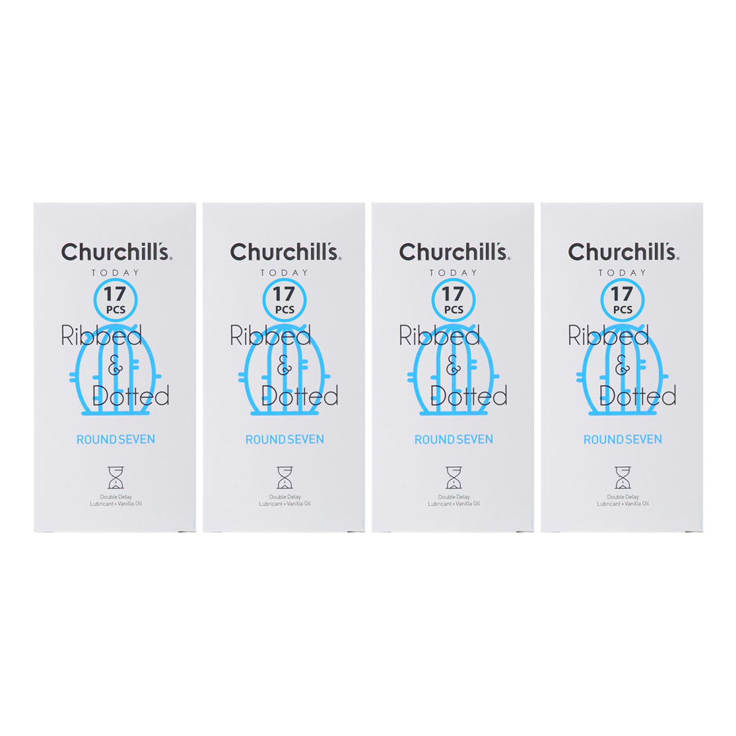 کاندوم چرچیلز مدل CHC_ribbed&dotted-roundseven مجموعه 4 عددی