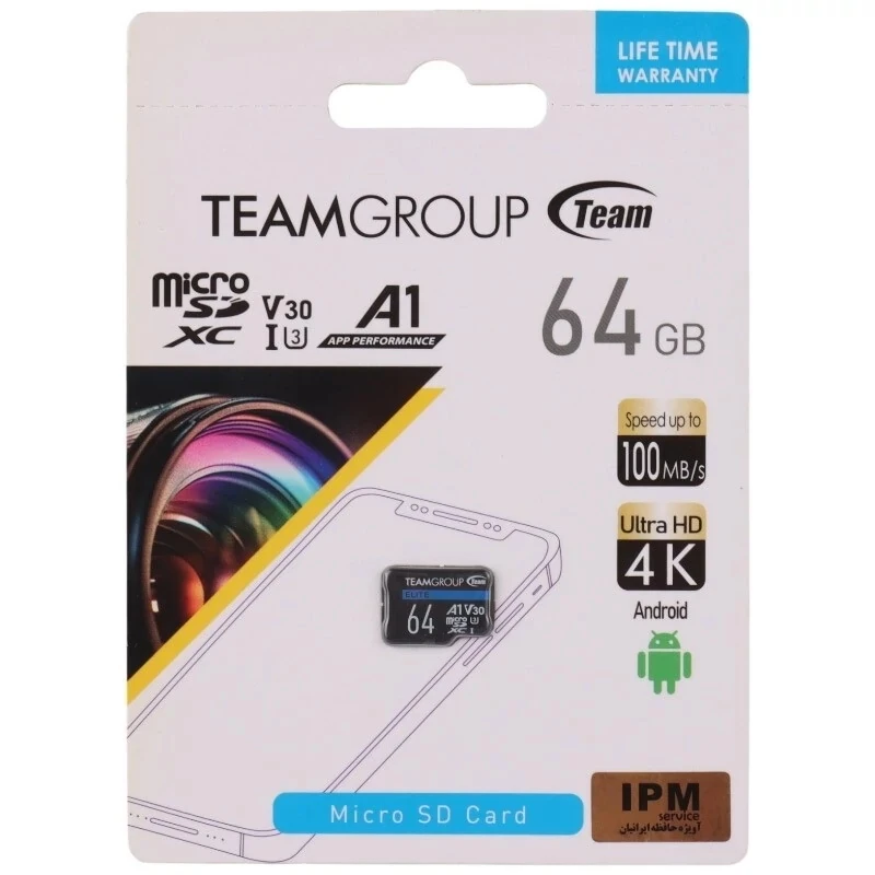 کارت حافظه microSDXC تیم گروپ مدل Elite کلاس 10 استاندارد UHS-I U3 سرعت 100MBps ظرفیت 64 گیگابایت