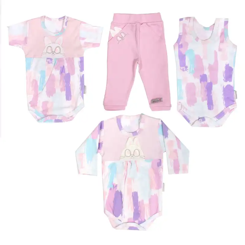 ست 4 تکه لباس نوزادی به آوران مدل رنگین کمان