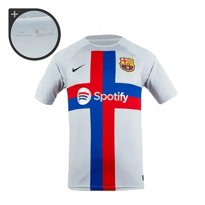 ست تی شرت و شلوارک ورزشی مردانه مدل فوتبال سوم بارسلونا NK-6632