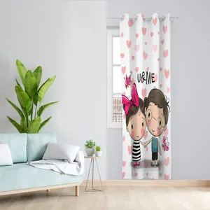 پرده مدل دختر و پسر مخمل پانچی کد 4036 سایز 140x280 سانتی متر