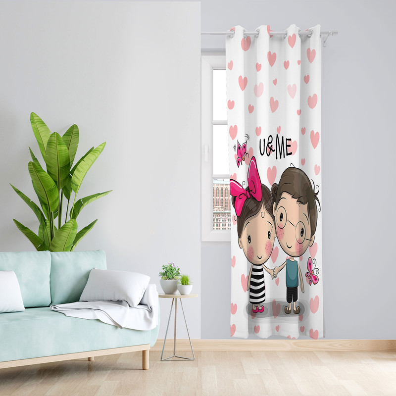 پرده مدل اتاق کودک مخمل پانچی طرح دخترانه کد 4036 سایز 140x280 سانتی متر