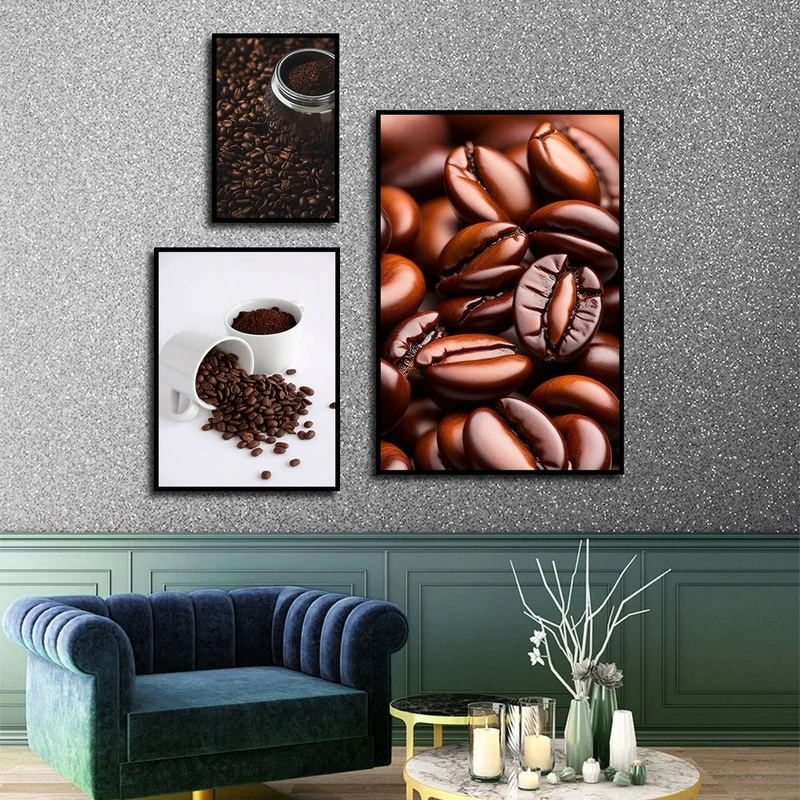 تابلو بکلیت طرح کافه و فنجان قهوه مدل B-2822 مجموعه 3 عددی