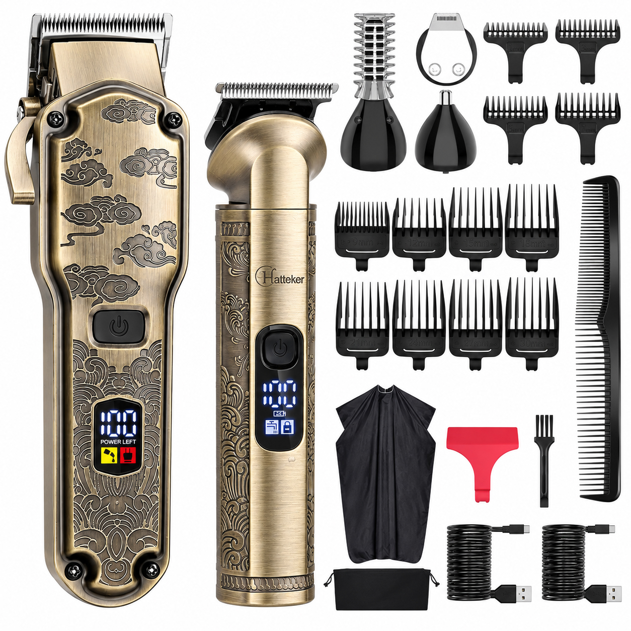 ماشین اصلاح موی سر و صورت شارژی هاتکر مدل RFC-608 به همراه ماشین اصلاح صورت و بدن با تیغه های چند کاره