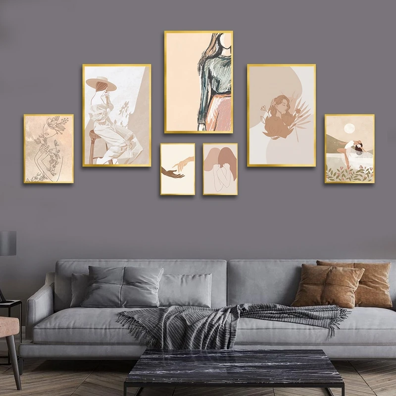 تابلو بکلیت طرح مدرن نقاشی مینیمال مدل T-2625 مجموعه 7 عددی