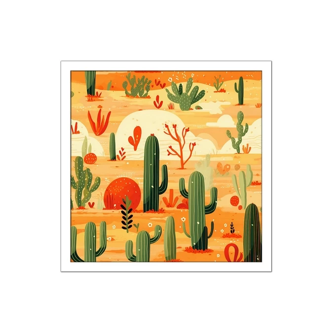 تابلو نوری بکلیت طرح نقاشی بیابان و کاکتوس مدل W-MID-17231