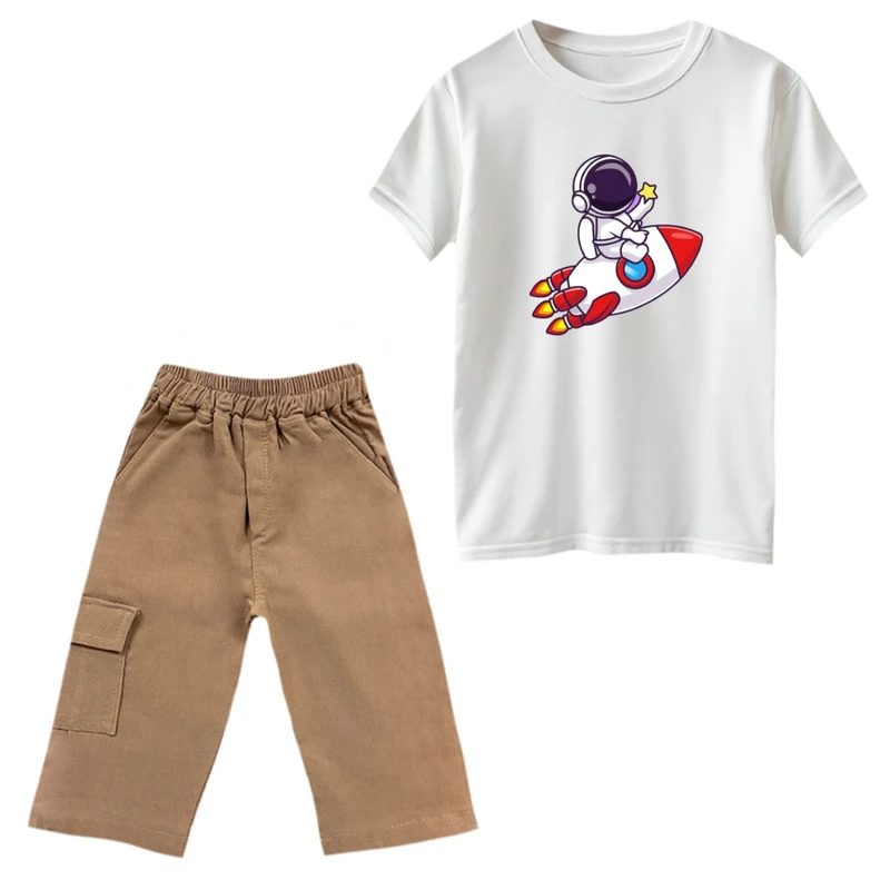 ست تی‌شرت و شلوارک پسرانه مدل فضانورد کد 2