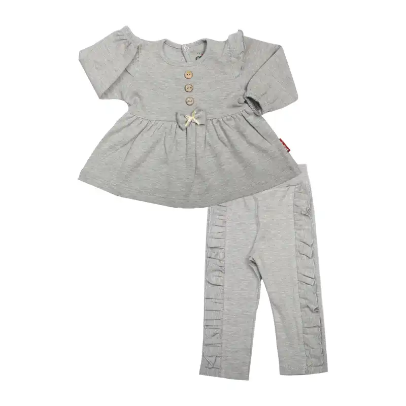 ست تی شرت آستین بلند و شلوار نوزادی آدمک مدل چیندار کد 119861